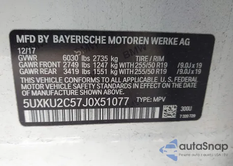 2018 BMW X6 xDrive35I z USA, uszkodzony, nr VIN 5UXKU2C57J0X51077